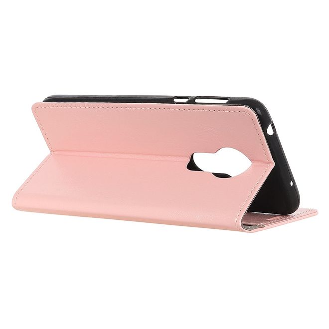 Motorola Moto G7 Power Handyhülle - Crazy Horse Leder Bookcover Series - pink