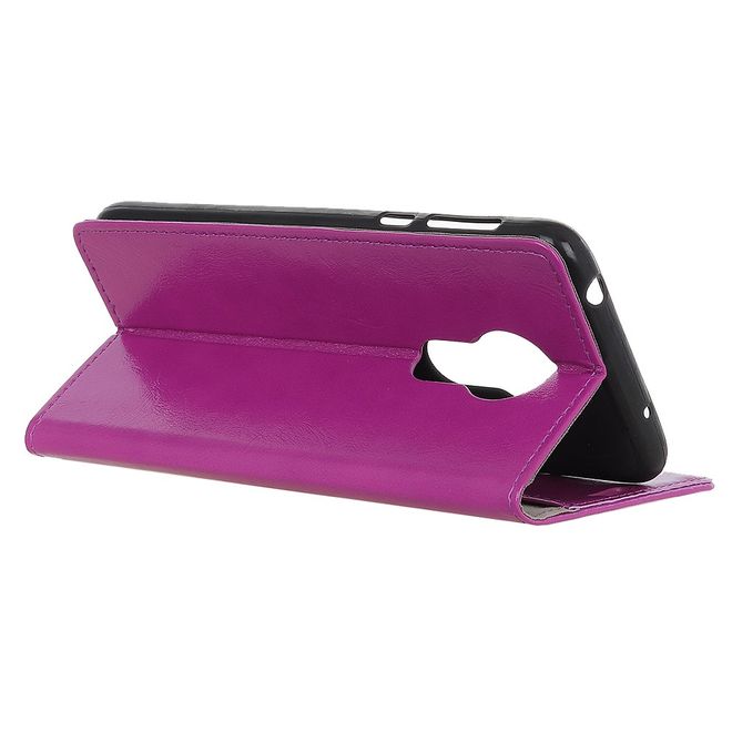 Motorola Moto G7 Power Handyhülle - Crazy Horse Leder Bookcover Series - purpur