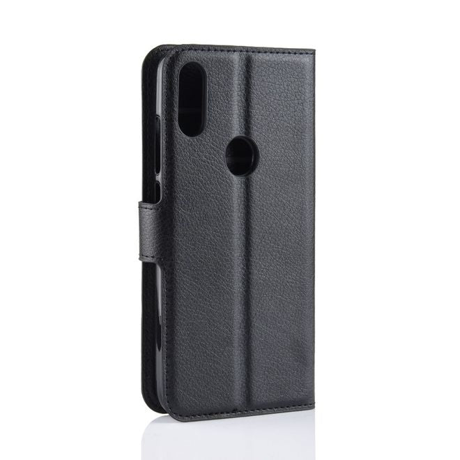 Xiaomi Redmi Note 7 Handy Hülle - Litchi Leder Bookcover Series - schwarz