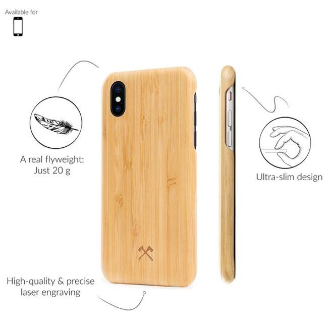WOODCESSORIES - iPhone XS Max Hülle - Echtholz Slim Series - Bambus