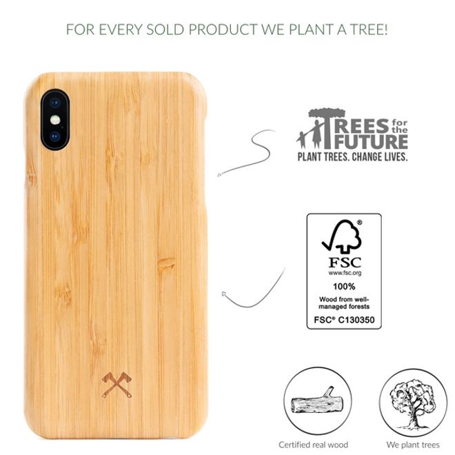 WOODCESSORIES - iPhone XS Max Hülle - Echtholz Slim Series - Bambus