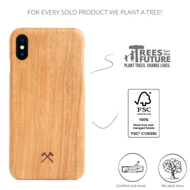 WOODCESSORIES - iPhone XS Max Hülle - Echtholz Slim Series - Kirsche