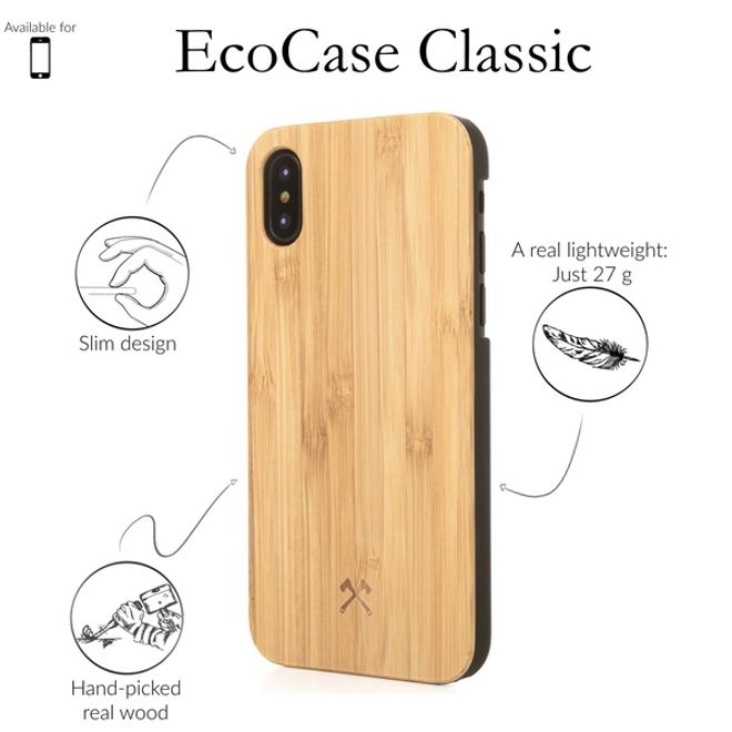 WOODCESSORIES - iPhone XS Max Handyhülle - Echtholz Backcover - EcoCase Camille - Bambus/Schwarz