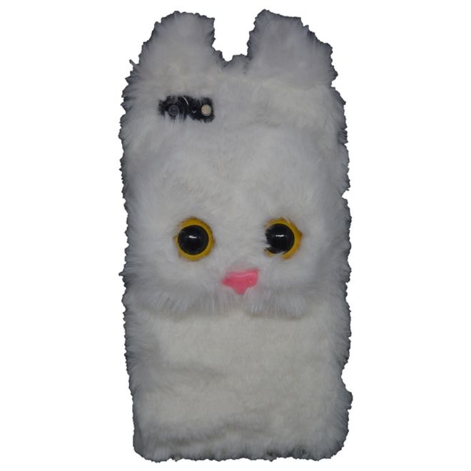 MU Style - iPhone SE (2022) / SE (2020) / 8 / 7 Hülle - süsses, flauschiges Katzen Backcover - weiss