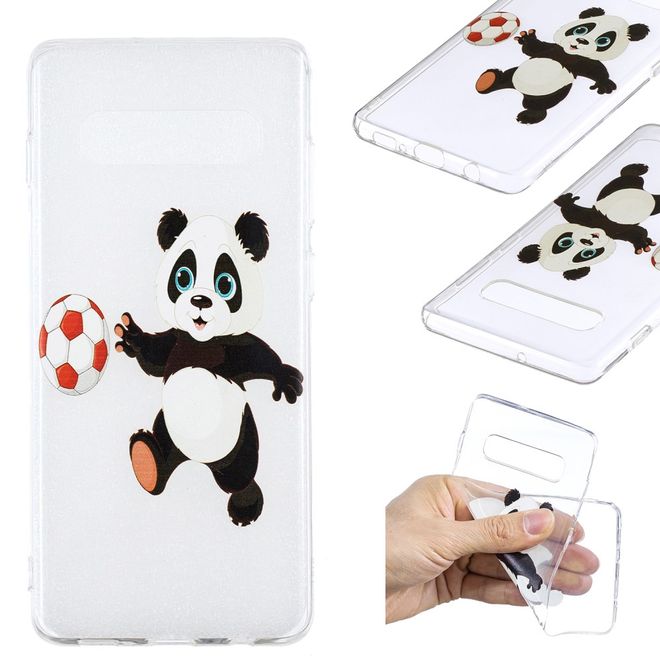 Samsung Galaxy S10 Plus Handyhülle - Softcase Image Plastik Series - Panda spielt Fussball