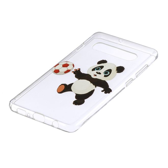 Samsung Galaxy S10 Plus Handyhülle - Softcase Image Plastik Series - Panda spielt Fussball