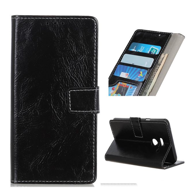 Étui pour LG G8 ThinQ - Série Crazy Horse III en cuir - Noir