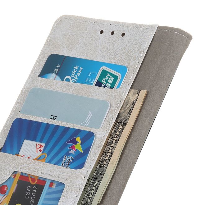 Étui pour LG G8 ThinQ - Série Crazy Horse III en cuir - Blanc