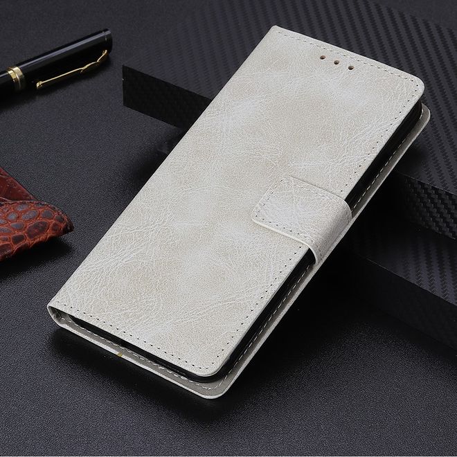 Étui pour LG G8 ThinQ - Série Crazy Horse III en cuir - Blanc