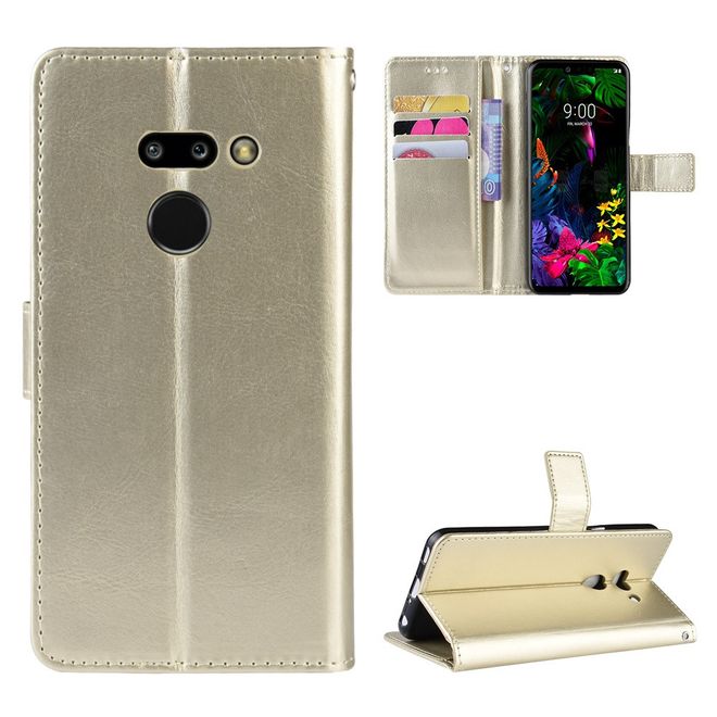 Étui pour LG G8 ThinQ - Étui en cuir Crazy Horse - Or
