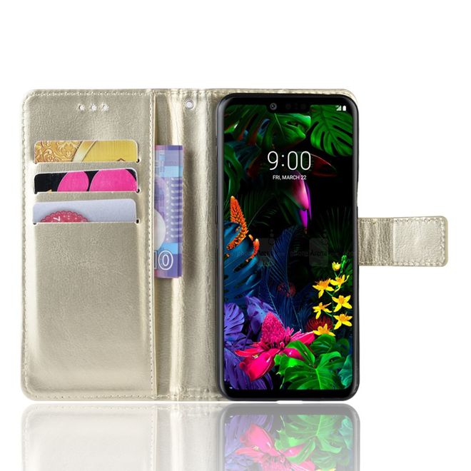 Étui pour LG G8 ThinQ - Étui en cuir Crazy Horse - Or