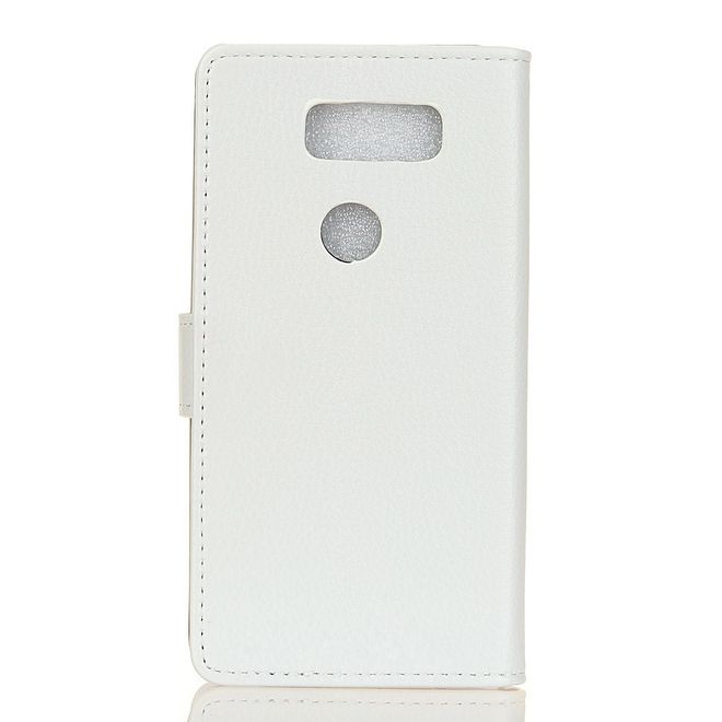 LG V50 ThinQ 5G Handy Hülle - Litchi Leder Bookcover II Series - weiss