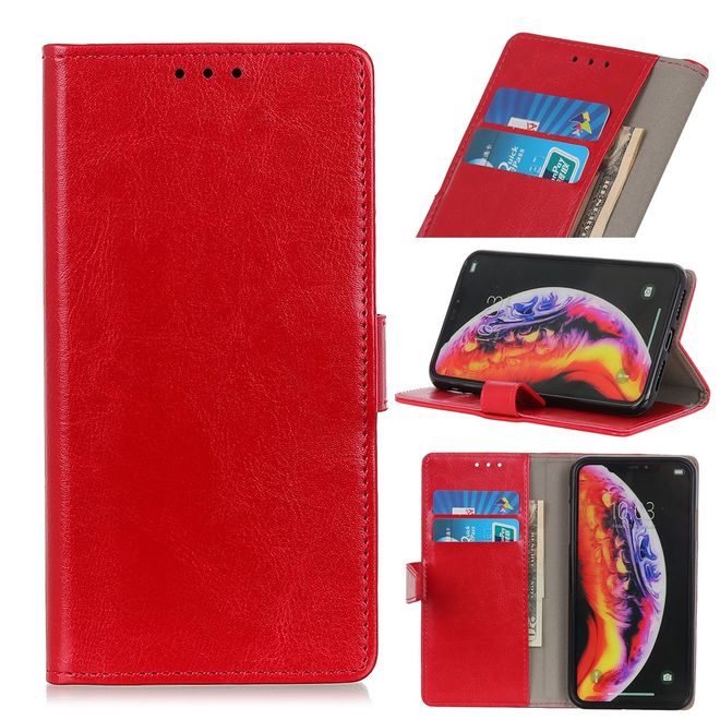 Xiaomi Mi 9 Handyhülle - Crazy Horse Leder Bookcover Series - rot