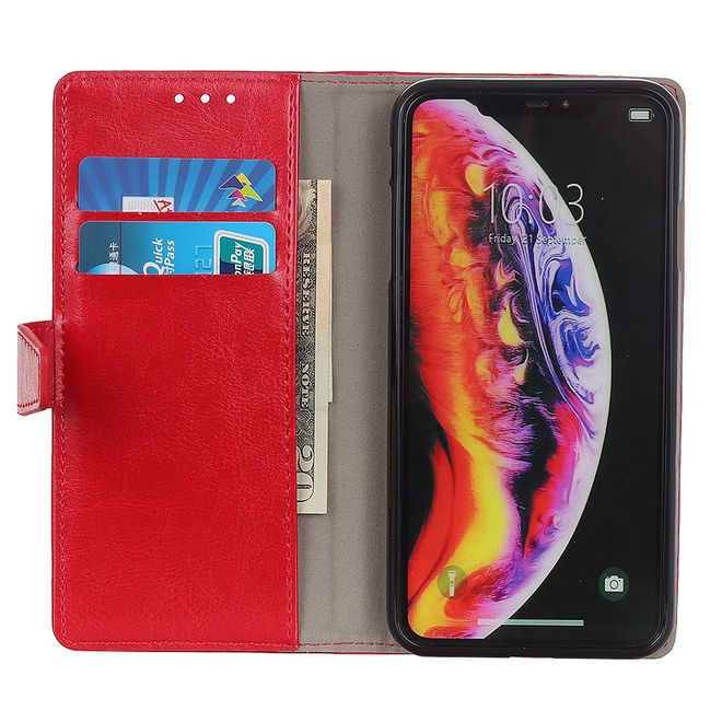 Xiaomi Mi 9 Handyhülle - Crazy Horse Leder Bookcover Series - rot