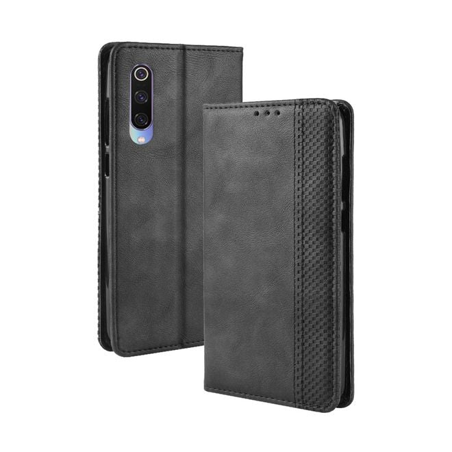 Xiaomi Mi 9 Handyhülle - Vintage Leder Bookcover Series - schwarz