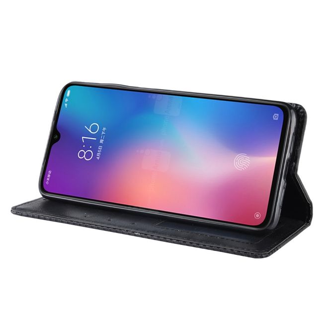Xiaomi Mi 9 Handyhülle - Vintage Leder Bookcover Series - schwarz
