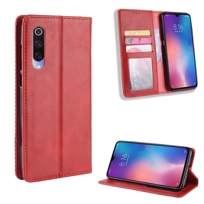 Xiaomi Mi 9 Handyhülle - Vintage Leder Bookcover Series - rot