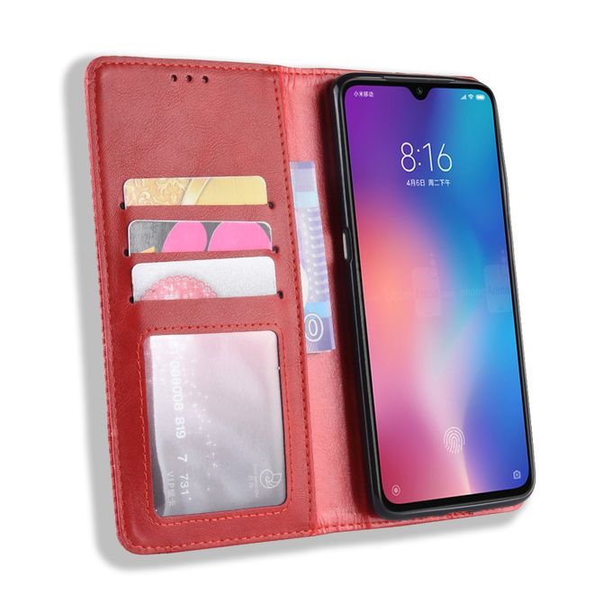 Xiaomi Mi 9 Handyhülle - Vintage Leder Bookcover Series - rot