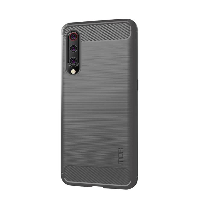 Mofi - Xiaomi Mi 9 Hülle - TPU Softcase - Carbon Fiber Series - grau