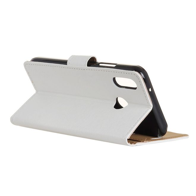 Huawei Y7 (2019) Handy Hülle - Classic II Leder Bookcover Series - weiss