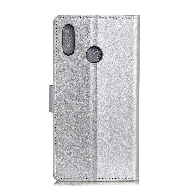 Huawei Y7 (2019) Handy Hülle - Classic II Leder Bookcover Series - silber