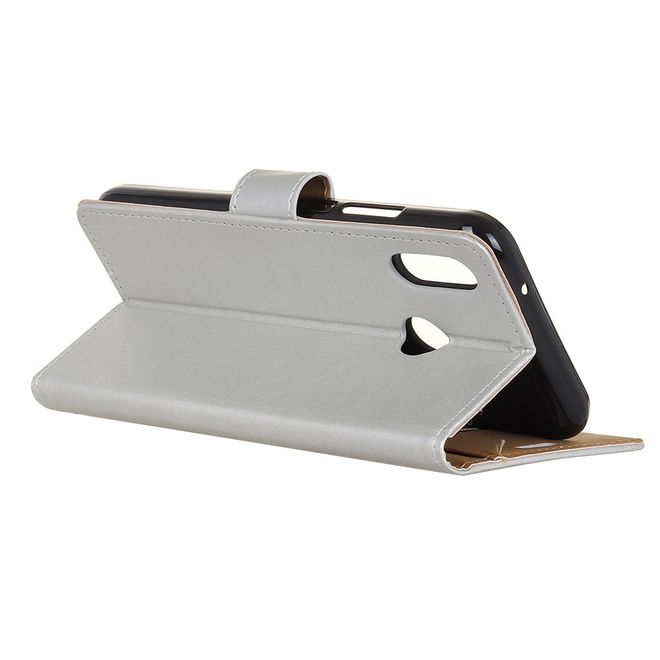 Huawei Y7 (2019) Handy Hülle - Classic II Leder Bookcover Series - silber