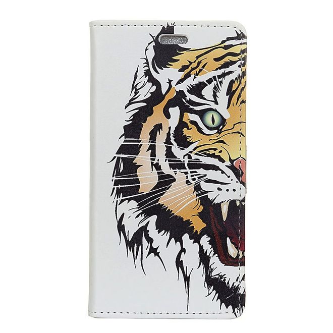 Huawei Y7 (2019) Handyhülle - Leder Bookcover Image II Series - Tigermuster