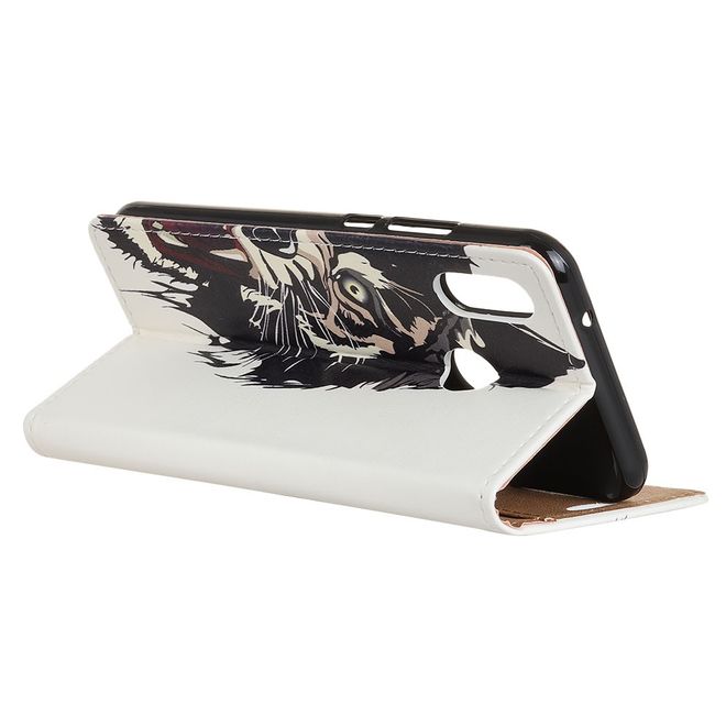 Huawei Y7 (2019) Handyhülle - Leder Bookcover Image II Series - Tigermuster