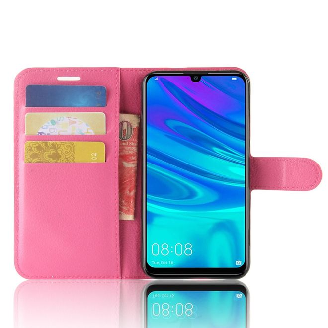 Huawei Y7 (2019) Handy Hülle - Litchi Leder Bookcover Series - rosa