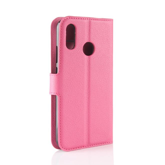 Huawei Y7 (2019) Handy Hülle - Litchi Leder Bookcover Series - rosa