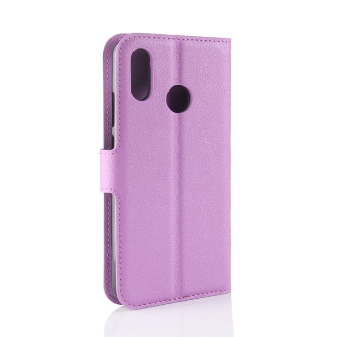 Huawei Y7 (2019) Handy Hülle - Litchi Leder Bookcover Series - purpur