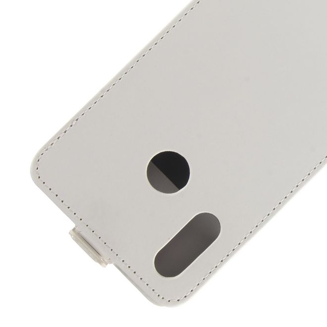 Huawei Y7 (2019) Handyhülle - Crazy Horse Leder Flipcase - vertikal - weiss