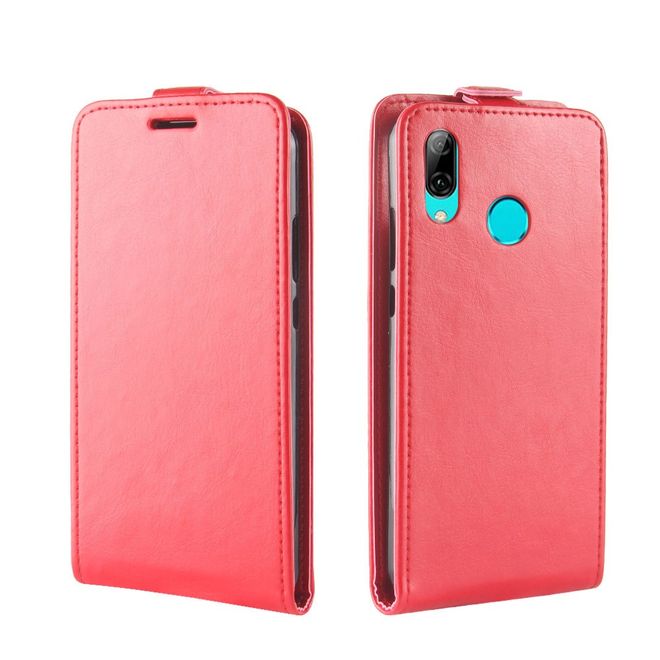 Huawei Y7 (2019) Handyhülle - Crazy Horse Leder Flipcase - vertikal - rot