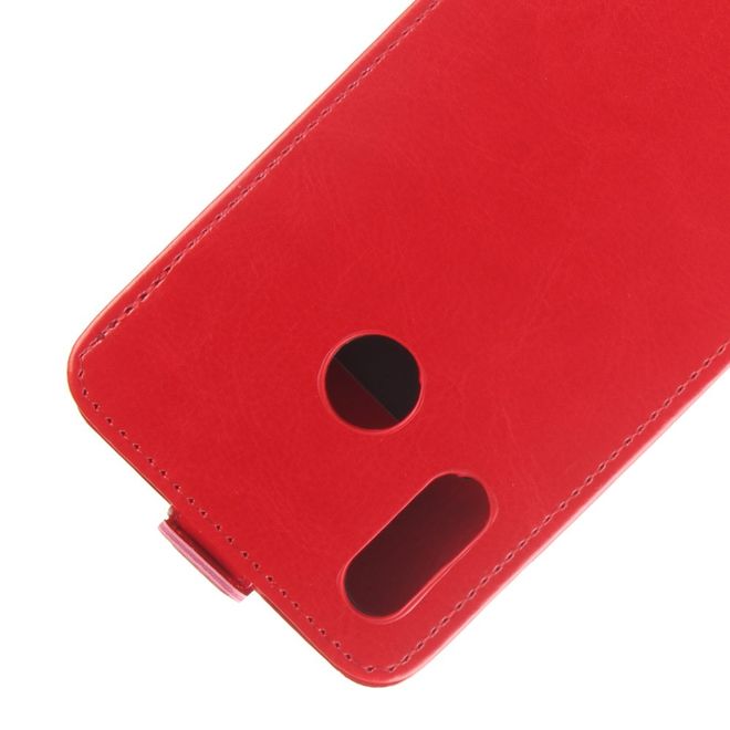 Huawei Y7 (2019) Handyhülle - Crazy Horse Leder Flipcase - vertikal - rot