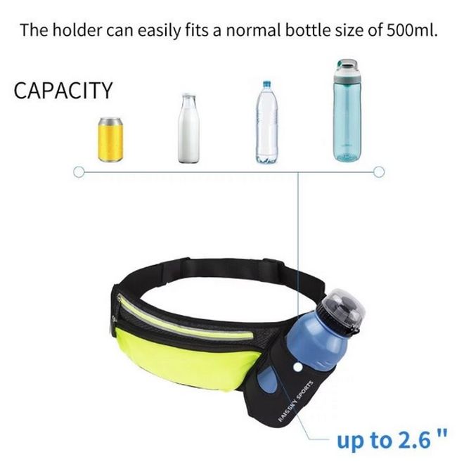 Universelle Sport Bauchtasche inkl. Trinkflaschenhalter - für Handys bis 6.5 Zoll - schwarz