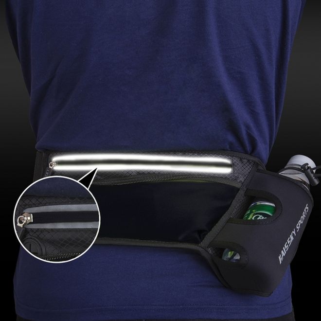 Universelle Sport Bauchtasche inkl. Trinkflaschenhalter - für Handys bis 6.5 Zoll - schwarz