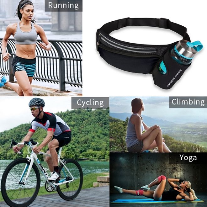 Universelle Sport Bauchtasche inkl. Trinkflaschenhalter - für Handys bis 6.5 Zoll - schwarz