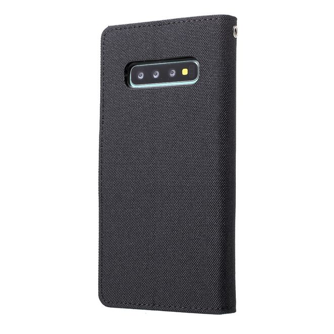 Goospery - Samsung Galaxy A70 Hülle - Leder/Stoff Case - Canvas Diary Series - schwarz