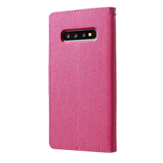 Goospery - Motorola Moto G7 Play Hülle - Leder/Stoff Case - Canvas Diary Series - pink
