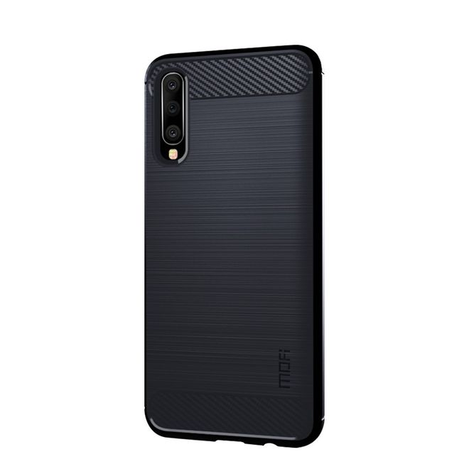 Mofi - Samsung Galaxy A70 Hülle - TPU Softcase - Carbon Fiber Series - blau