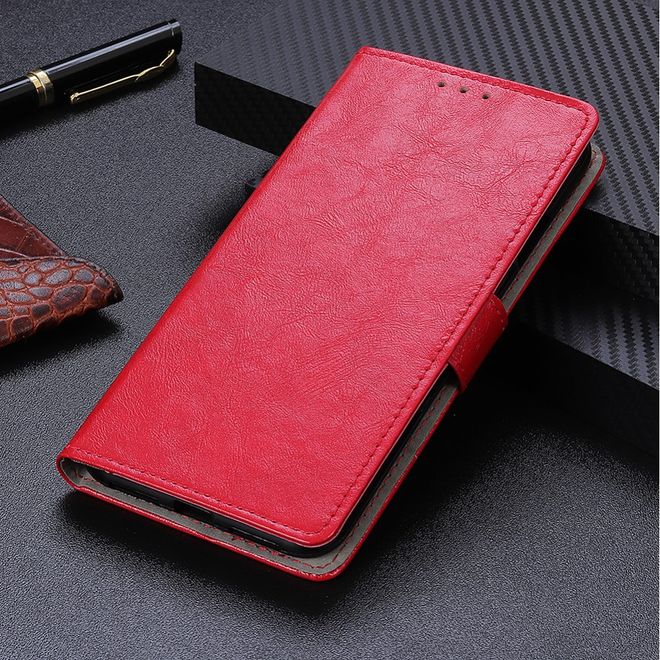 Xiaomi Redmi 7 Handyhülle - Crazy Horse Leder Bookcover Series - rot