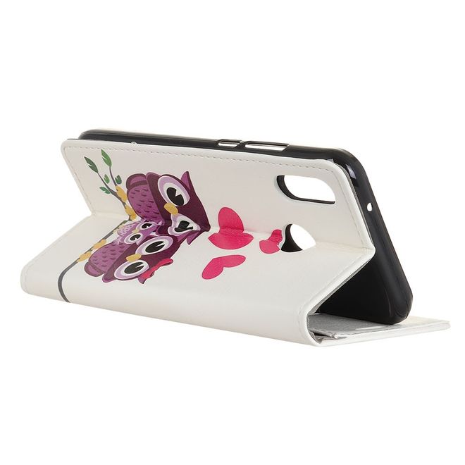 Xiaomi Redmi 7 Handyhülle - Leder Bookcover Image II Series - glückliche Eulen