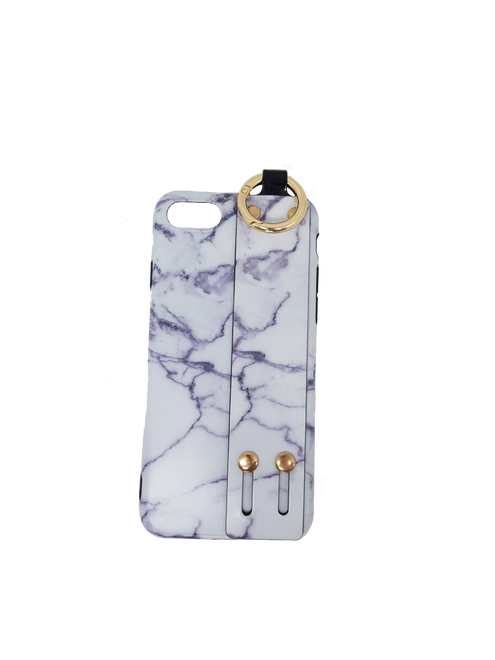 iPhone XS / X Case - Softcase with Hand Strap - TPU Strap Series - White Marble