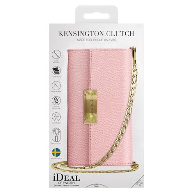 iDeal of Sweden - iPhone SE (2022) / SE (2020) / 8 / 7 / 6S / 6 Hülle - Bookcover - Crossbody Kensington Saffiano Handy Clutch - pink