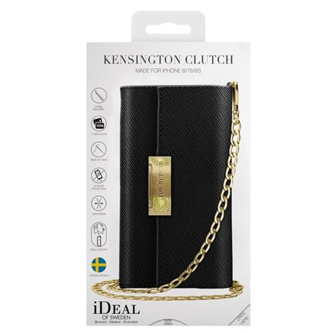 iDeal of Sweden - iPhone SE (2022) / SE (2020) / 8 / 7 / 6S / 6 Hülle - Bookcover - Crossbody Kensington Saffiano Handy Clutch - schwarz