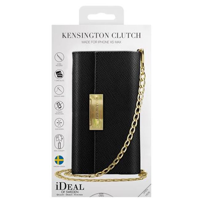 iDeal of Sweden - Étui pour iPhone XS Max - Pochette portefeuille - Bandoulière Kensington Saffiano - Noir
