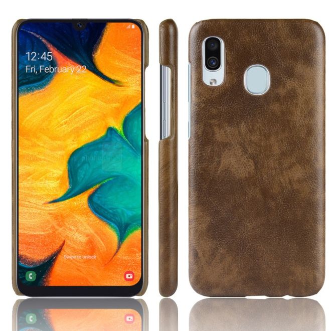Samsung Galaxy A20e Hülle - Backcover mit Litchitextur - kaffeefarben