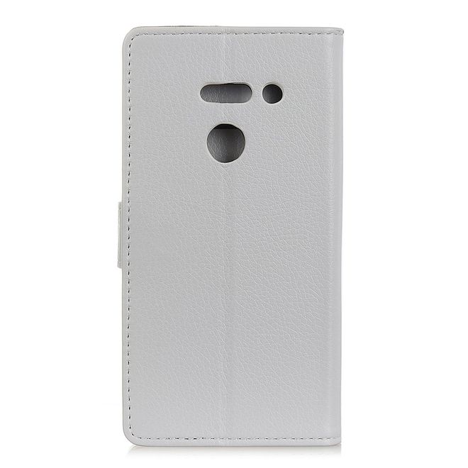 Étui pour LG G8 ThinQ - Série Litchi Leather Bookcover II - Blanc