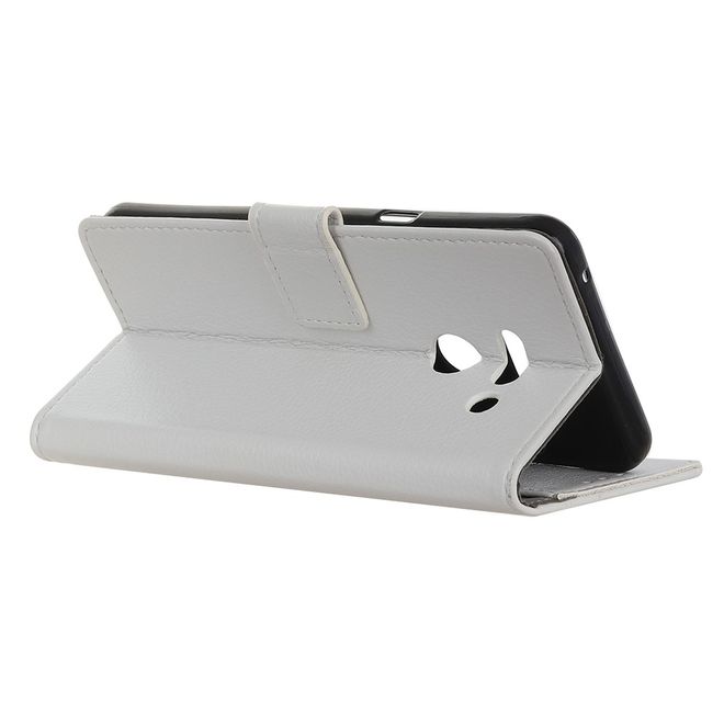 Étui pour LG G8 ThinQ - Série Litchi Leather Bookcover II - Blanc