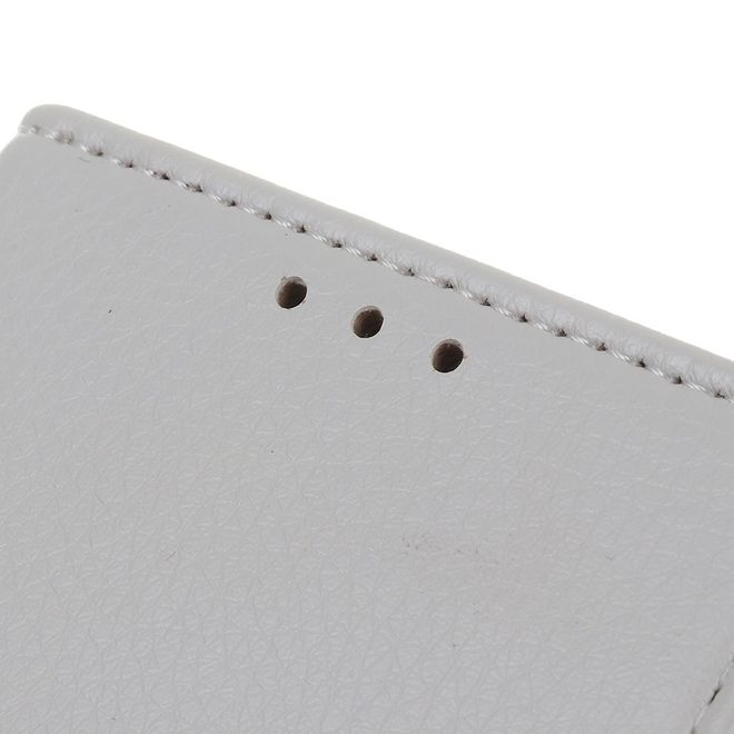 Étui pour LG G8 ThinQ - Série Litchi Leather Bookcover II - Blanc